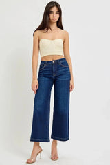 RISEN High Rise Crop Wide Jeans