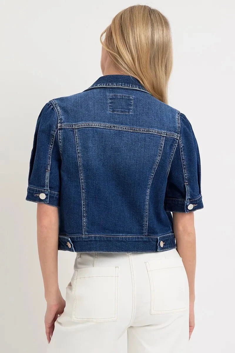 RISEN Puffed Short Sleeve Crop Denim Jackets