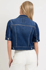 RISEN Puffed Short Sleeve Crop Denim Jackets