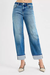 RISEN Slouchy Crop Barrel Cuffed Jeans MEDIUM / 0