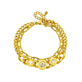 Roman Numeral Zircon Multilayer Chain Wrist Charm Bracelet B734