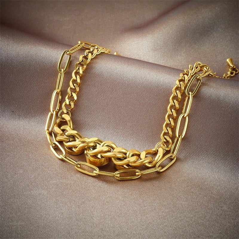 Roman Numeral Zircon Multilayer Chain Wrist Charm Bracelet B734