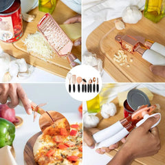 Rose gold kitchen gadget set, 7 pieces, copper-coated utensils