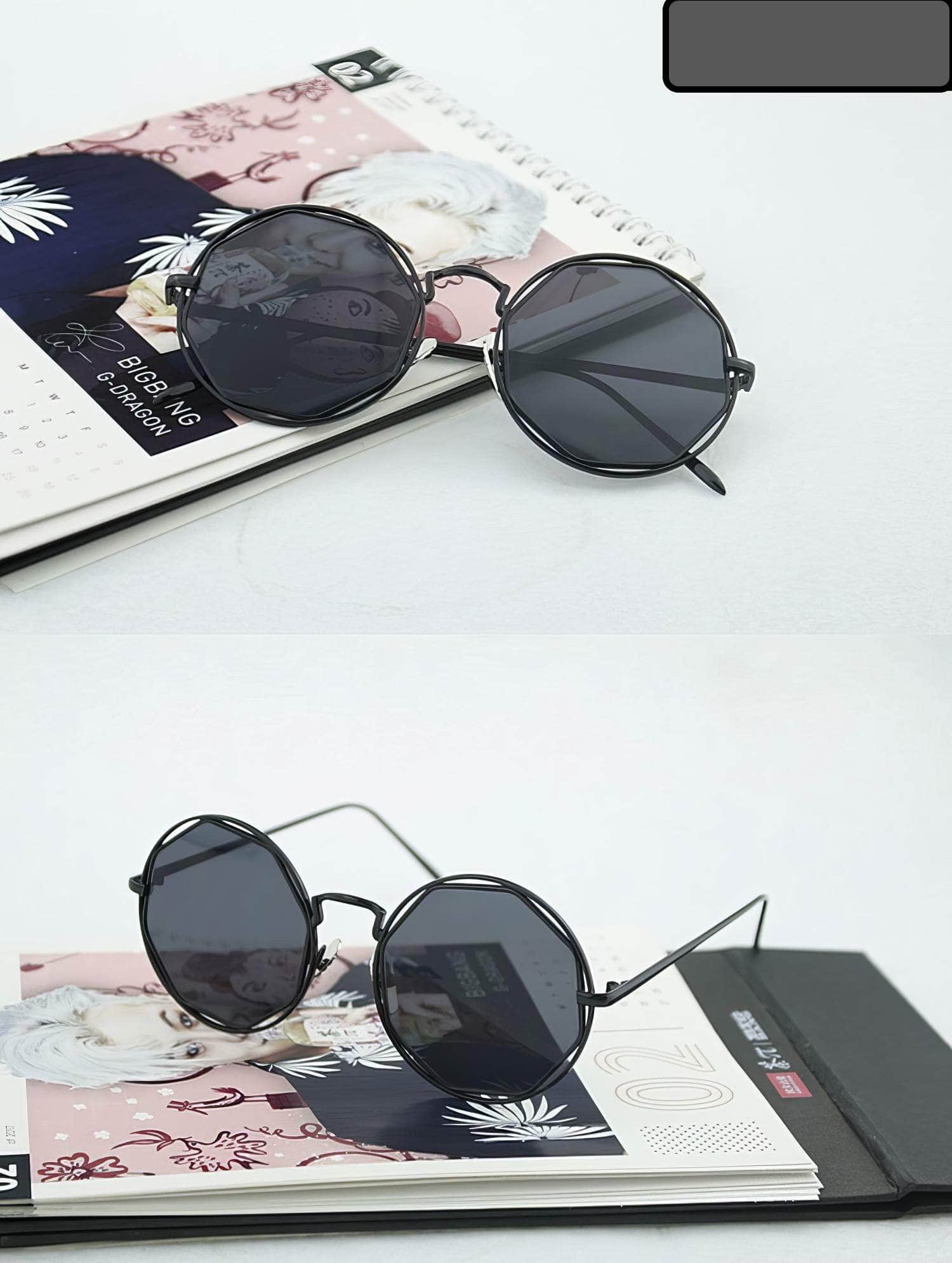 Round Cat Eye Sunglasses black/black / Resin