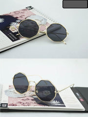 Round Cat Eye Sunglasses black/gold / Resin