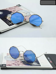 Round Cat Eye Sunglasses blue/silver / Resin