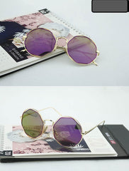Round Cat Eye Sunglasses double colour/gold / Resin