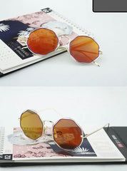 Round Cat Eye Sunglasses orange/silver / Resin