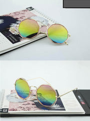 Round Cat Eye Sunglasses yellow/silver / Resin