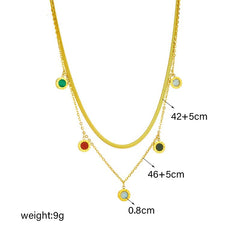 Round Colorful Roman Numeral Pendant Necklace N2074