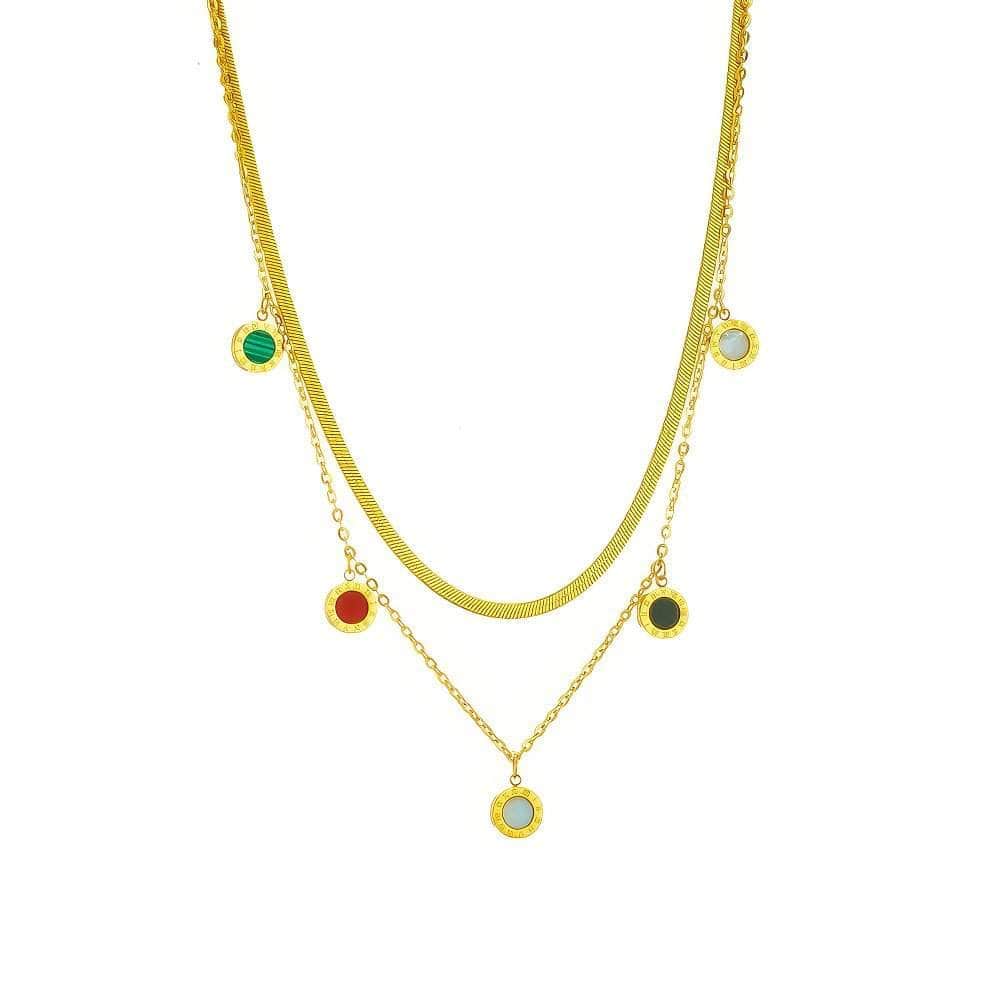 Round Colorful Roman Numeral Pendant Necklace N2074