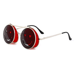 Round Flip Sunglasses Red/Silver / Resin