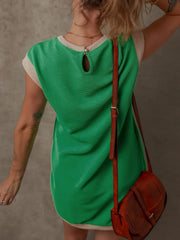 Round Neck Cap Sleeve Mini Dress