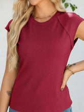 Round Neck Cap Sleeve T-Shirt Burgundy / S