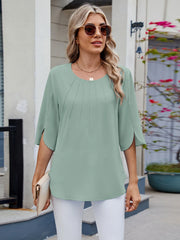 Round Neck Half Sleeve Blouse Sage / S
