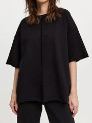 Round Neck Half Sleeve T-Shirt Black / S