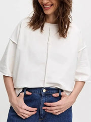 Round Neck Half Sleeve T-Shirt White / S