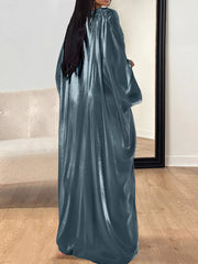 Round Neck Kimono Sleeve Maxi Dress Deep Teal / One Size