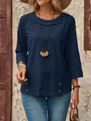 Round Neck Long Sleeve Blouse