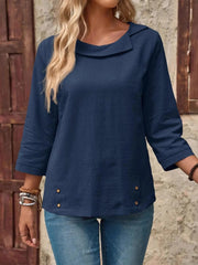 Round Neck Long Sleeve Blouse
