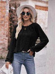 Round Neck Long Sleeve Casual T-Shirt