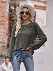 Round Neck Long Sleeve Casual T-Shirt