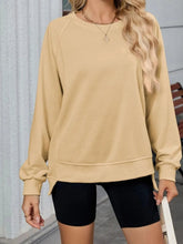 Round Neck Long Sleeve Sweatshirt Apricot / S