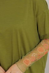 Round Neck Mesh Long Sleeve T-Shirt