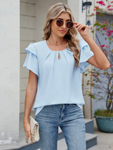 Round Neck Ruffled Layered Sleeve Blouse