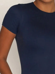 Round Neck Short Sleeve Swim Top