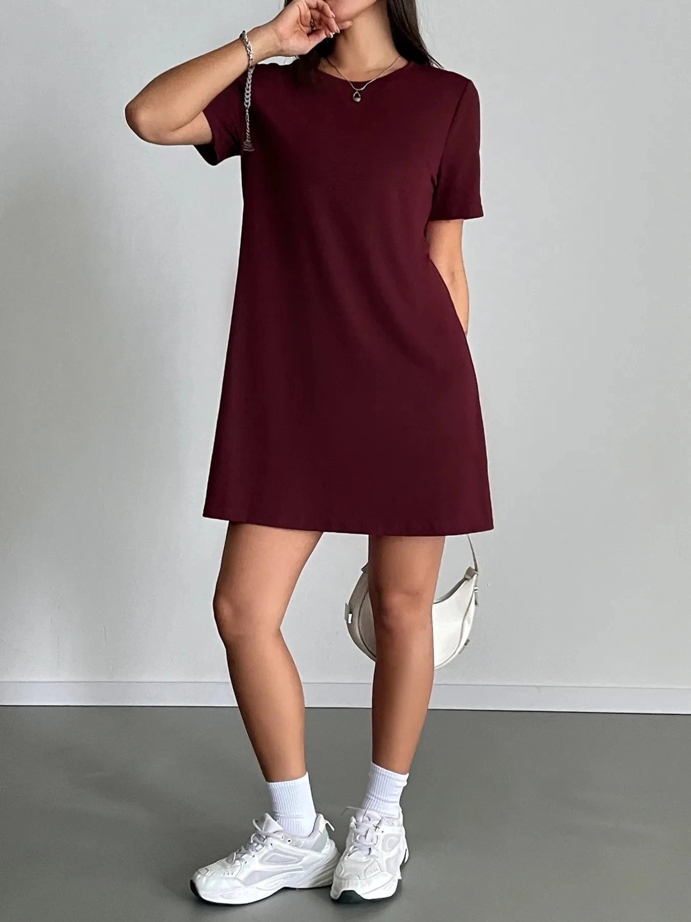 Round Neck Short Sleeve T-Shirt Dress