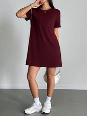 Round Neck Short Sleeve T-Shirt Dress
