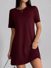 Round Neck Short Sleeve T-Shirt Dress
