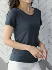 Round Neck Short Sleeve T-Shirt Dusty Blue / M