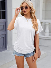 Round Neck Short Sleeve T-Shirt White / S