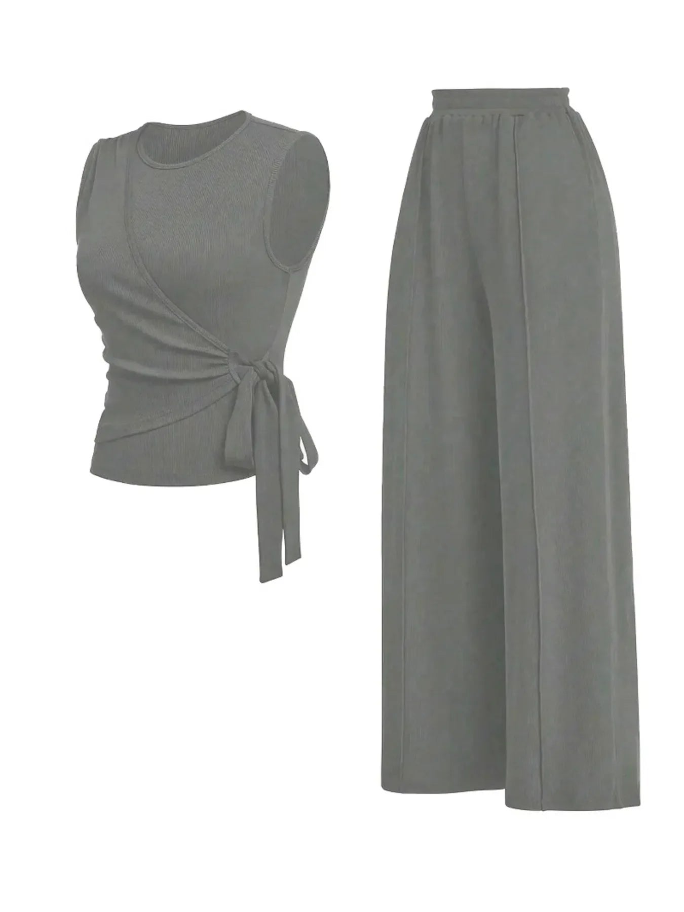 Round Neck Sleeveless Top and Pants Set