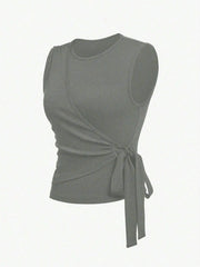 Round Neck Sleeveless Top and Pants Set