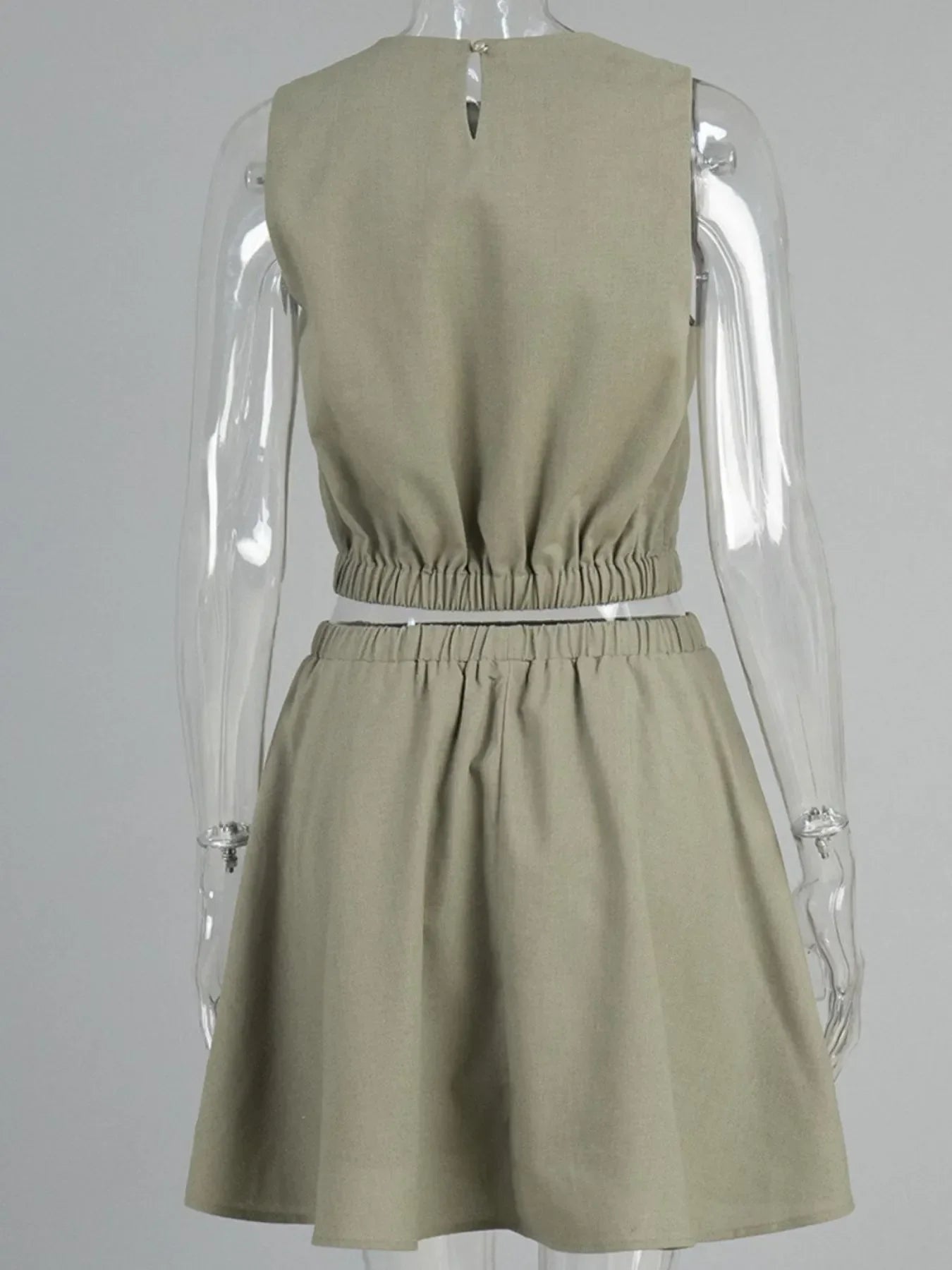 Round Neck Sleeveless Top and Skirt Set