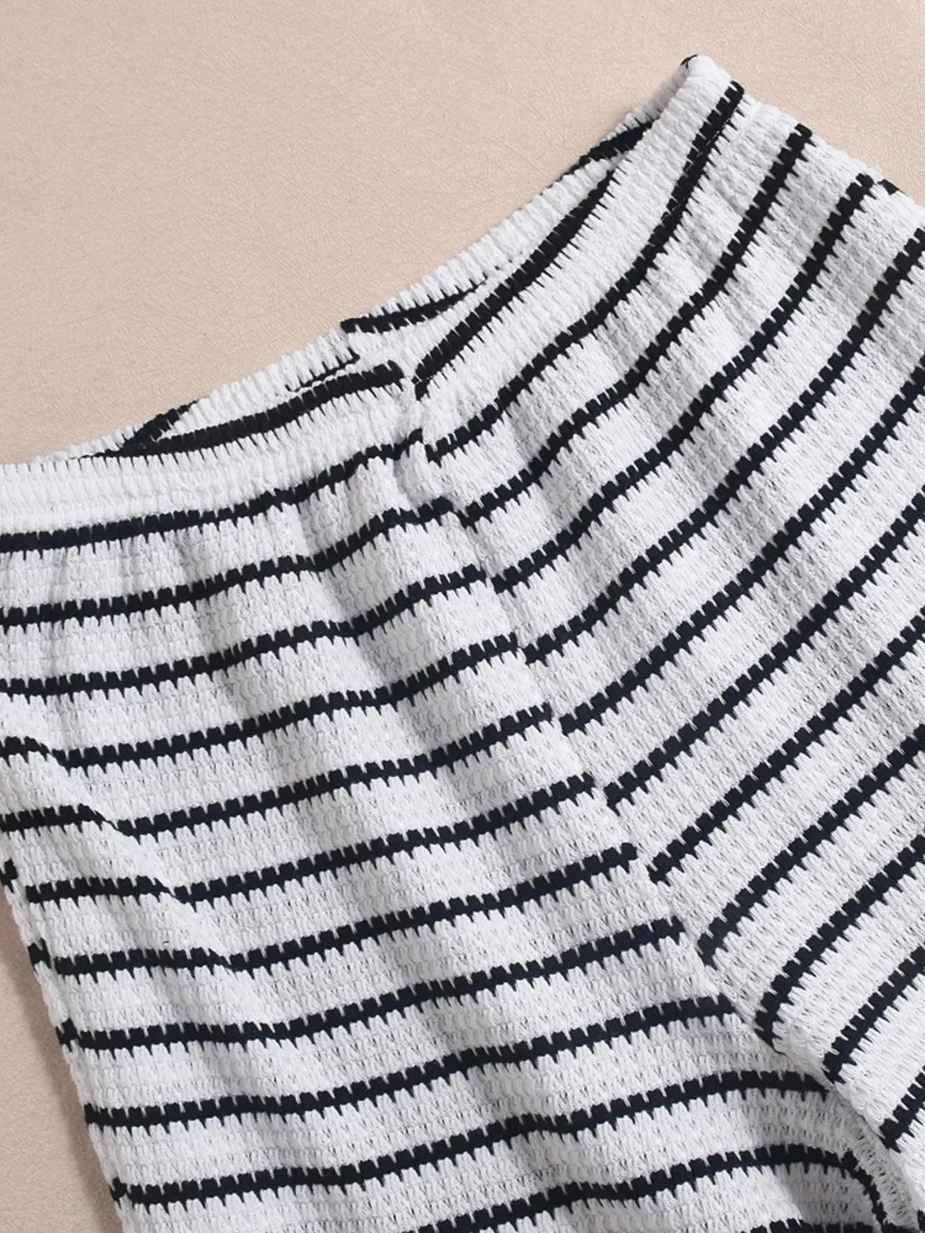 Round Neck Sleeveless Top and Striped Pants Set