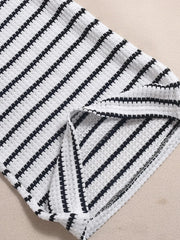 Round Neck Sleeveless Top and Striped Pants Set