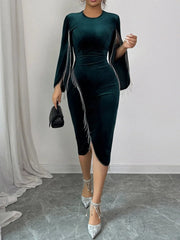 Round Neck Slit Sleeve Dress