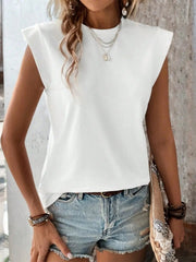 Round Neck Solid Color Top