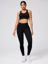 Round Neck Wide Strap Tank and Leggings Active Set Black / S
