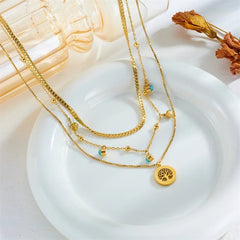 Round Tree Trendy Pendant 3in1 Necklace N2268
