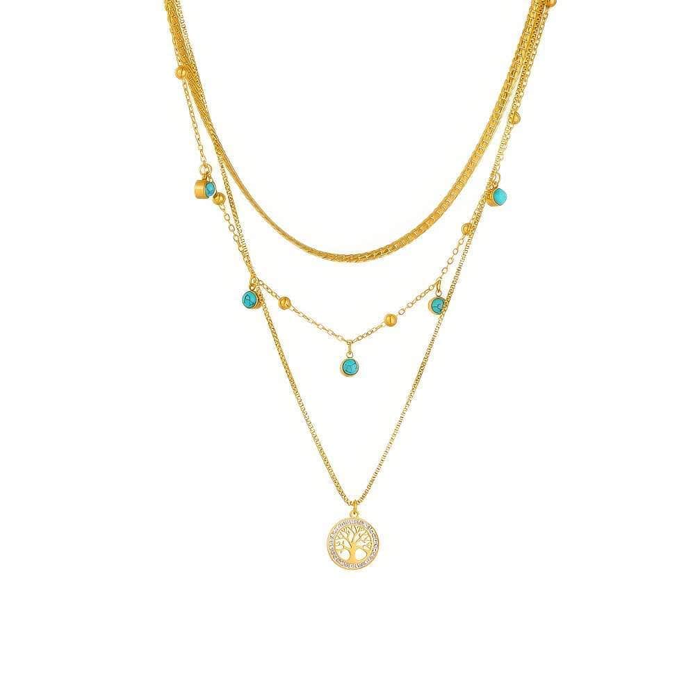 Round Tree Trendy Pendant 3in1 Necklace N2268