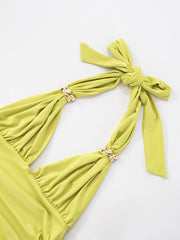 Ruched Halter Neck Bodycon Mini Dress