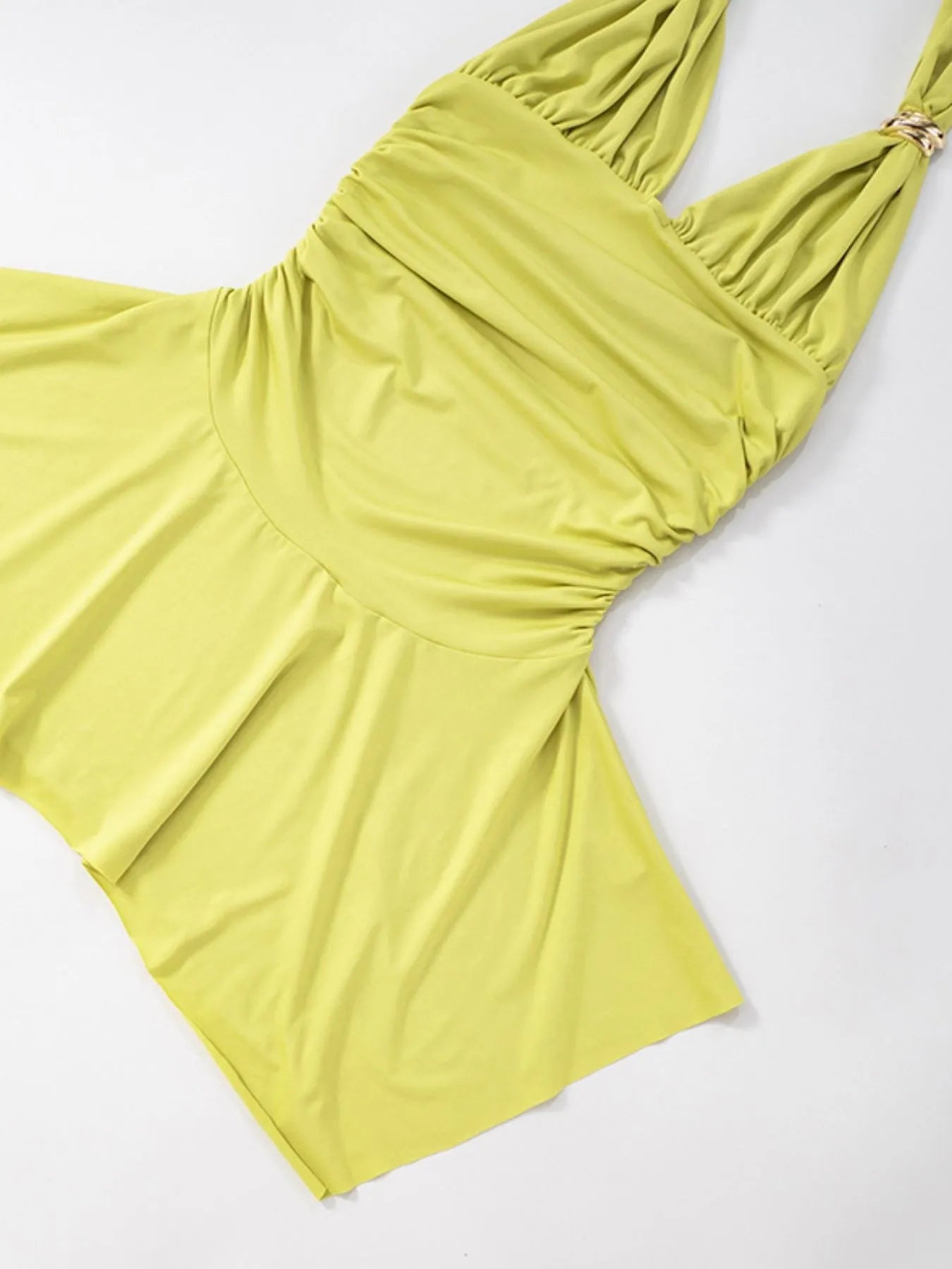 Ruched Halter Neck Bodycon Mini Dress