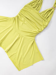 Ruched Halter Neck Bodycon Mini Dress