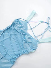 Ruched Lace Up Cami Mini Dress