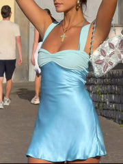 Ruched Lace Up Cami Mini Dress